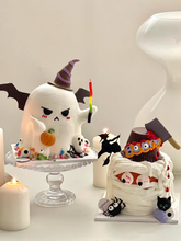 1707BA Halloween Ghost Expression Cake Decorative Ornaments Funny Knife Cut Witch Hat Mummy Color Candle Plug-in